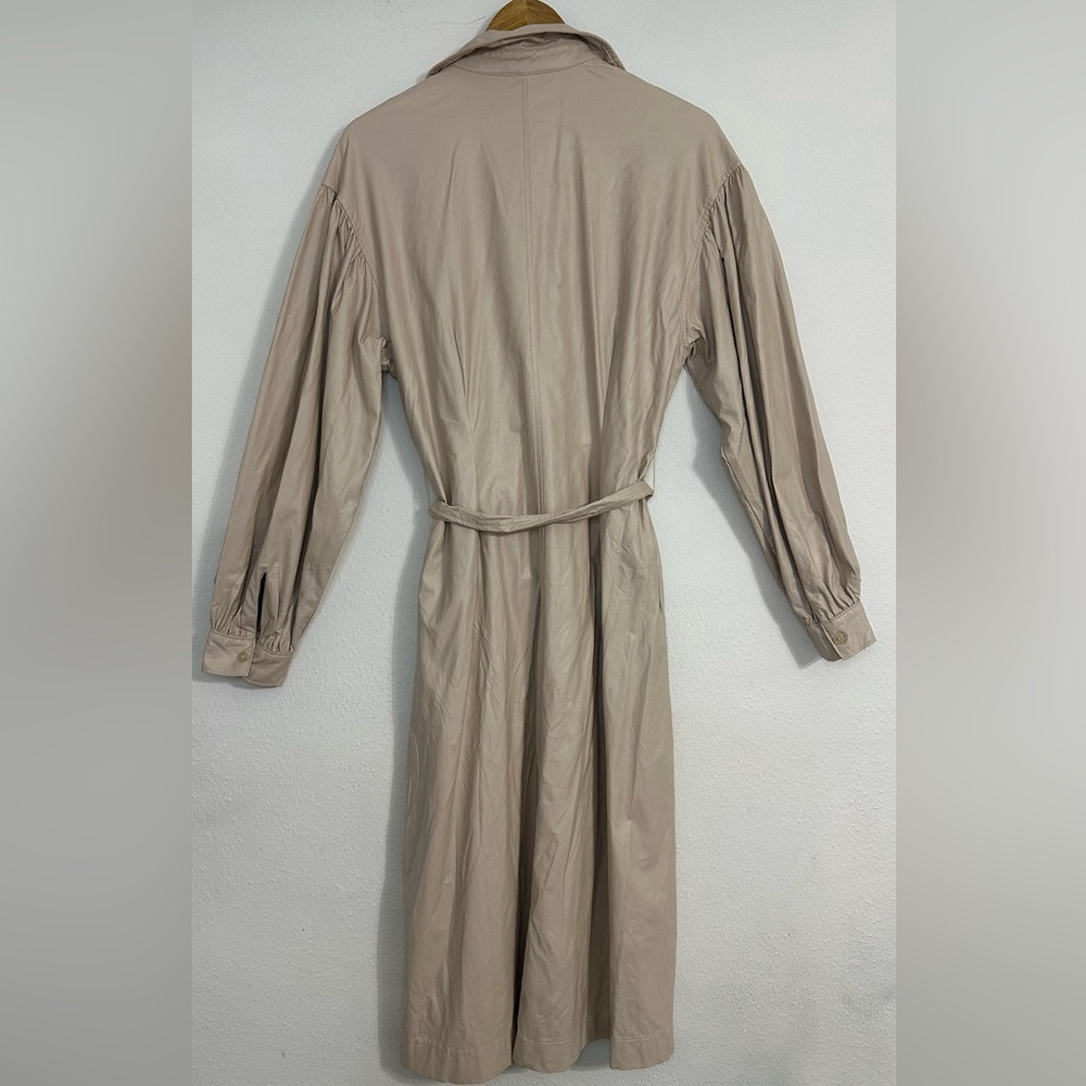 Prologue Cream Faux Leather Puff Poet Sleeve Button Duster Jacket /Dress - Picture 15 of 16